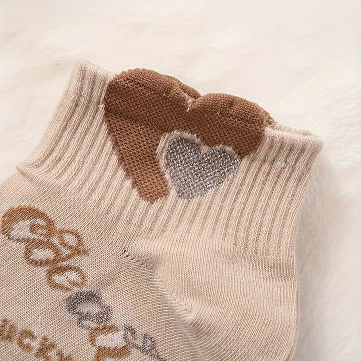 10 Pairs 3D Textured Cartoon Bear Love  Ankle Socks - SocksLtd