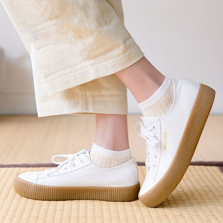 10 Pairs Breathable Knitted Solid Color Ankle Socks - SocksLtd