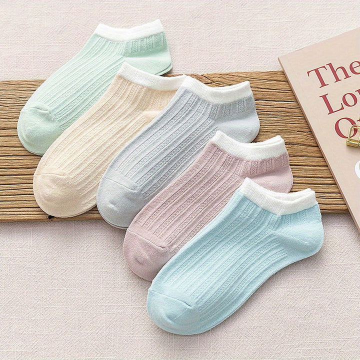 10 Pairs Breathable Knitted Solid Color Ankle Socks - SocksLtd