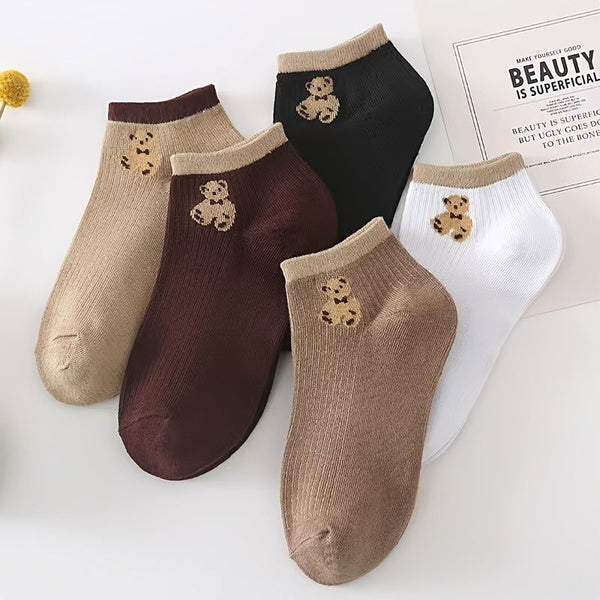 10 Pairs Cartoon Bear Cute Breathable Ankle Socks - SocksLtd