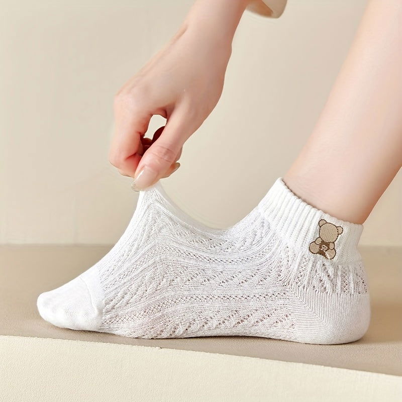 10 Pairs Cartoon Embroidery  Breathable Ankle Socks - SocksLtd