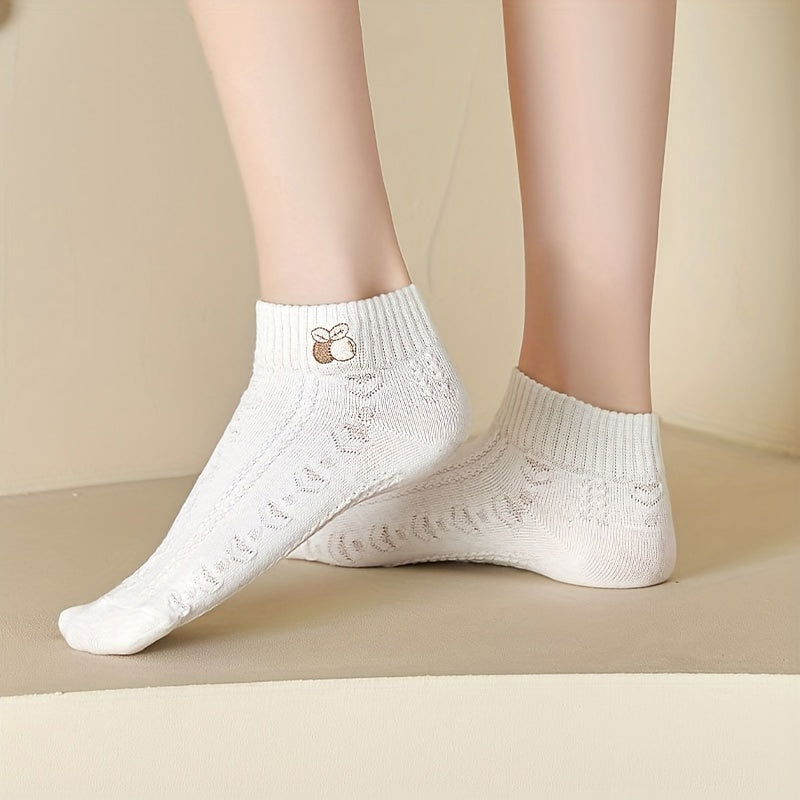 10 Pairs Cartoon Embroidery  Breathable Ankle Socks - SocksLtd