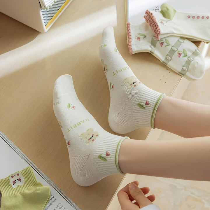 10 Pairs Chic Floral Lace Soft  Stretchy  Ankle Socks - SocksLtd