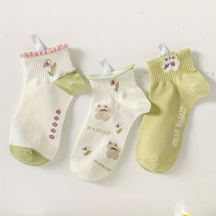 10 Pairs Chic Floral Lace Soft  Stretchy  Ankle Socks - SocksLtd