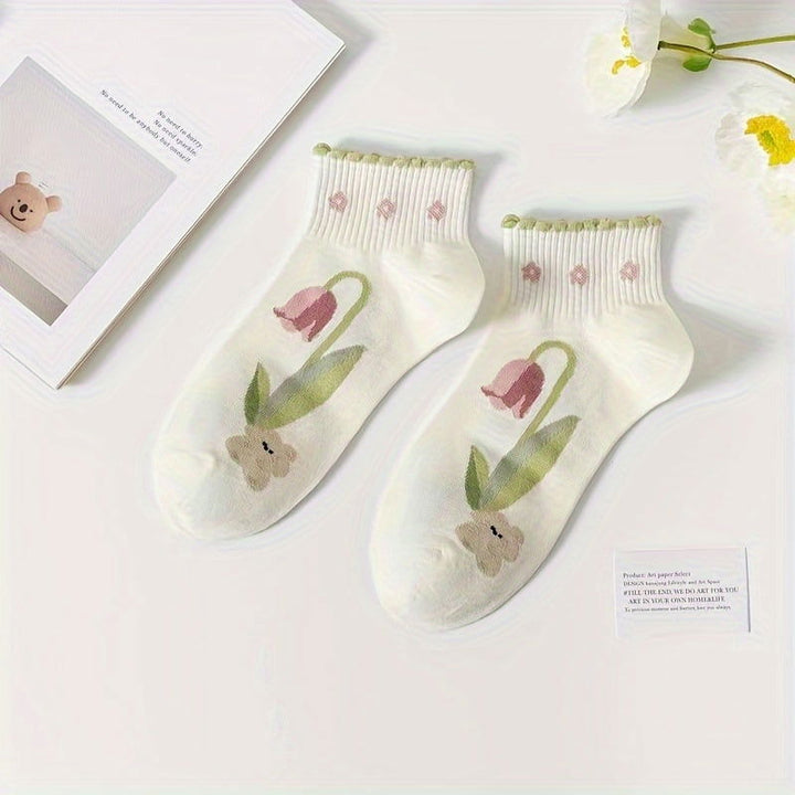 10 Pairs Chic Floral Lace Soft  Stretchy  Ankle Socks - SocksLtd