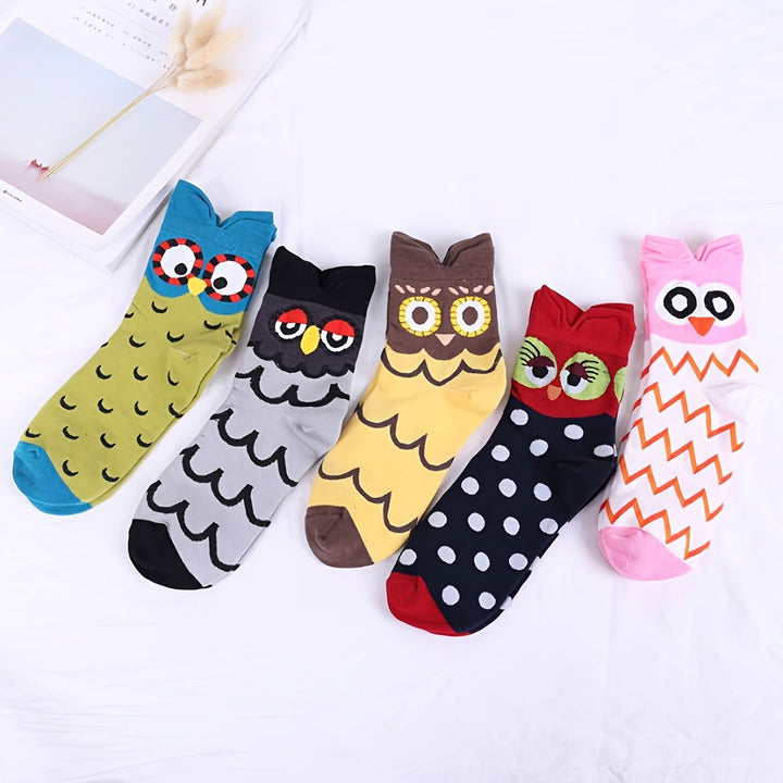 10 Pairs Colorful Cute Animal Design  Fabric Crew Socks - SocksLtd