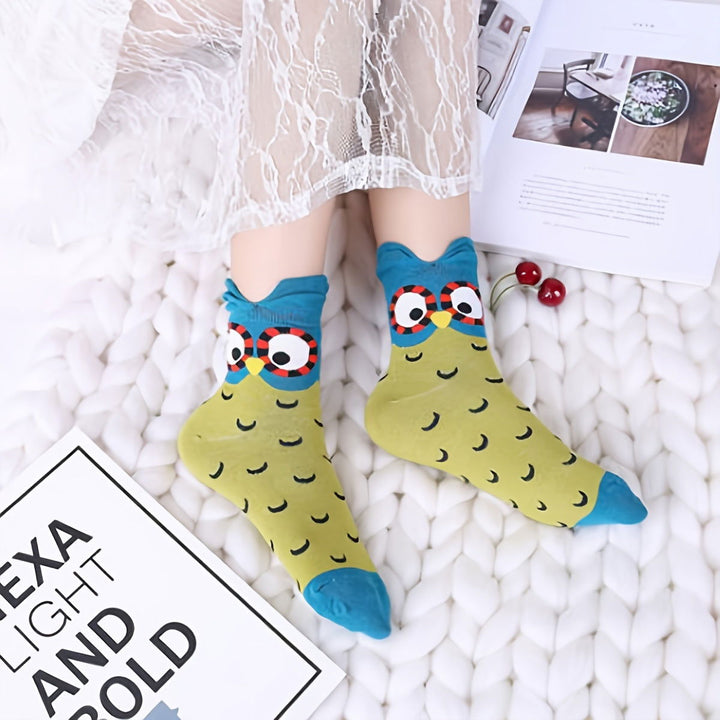 10 Pairs Colorful Cute Animal Design  Fabric Crew Socks - SocksLtd
