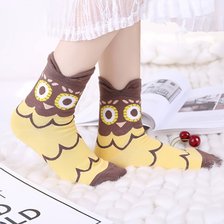 10 Pairs Colorful Cute Animal Design  Fabric Crew Socks - SocksLtd