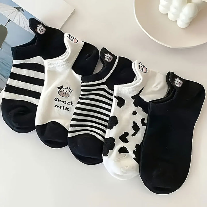 10 Pairs Cute Animal Embroidered Invisible Ankle Socks - SocksLtd
