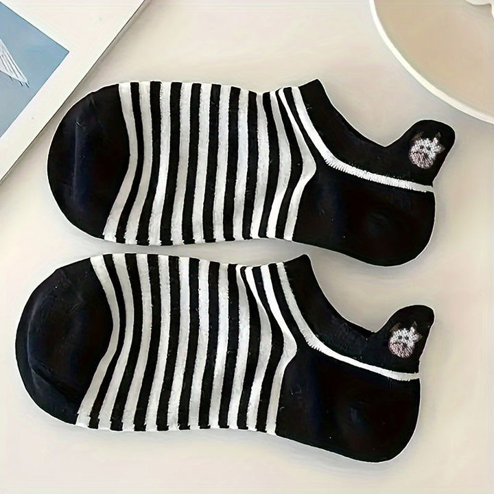 10 Pairs Cute Animal Embroidered Invisible Ankle Socks - SocksLtd