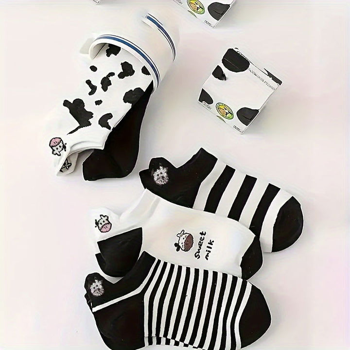10 Pairs Cute Animal Embroidered Invisible Ankle Socks - SocksLtd