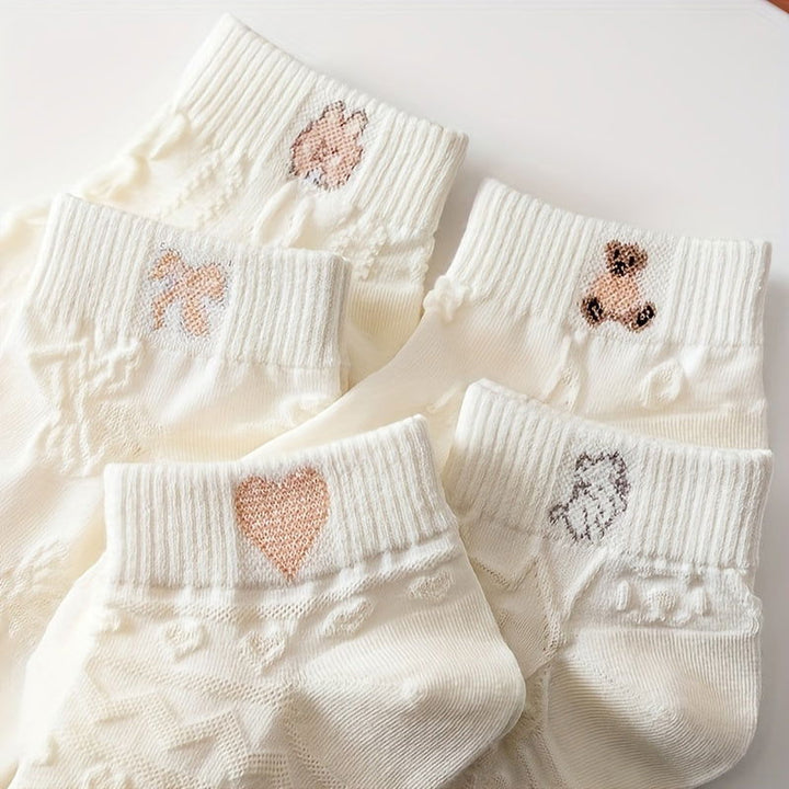 10 Pairs Cute Cartoon Bear Low Cut Ankle Socks - SocksLtd