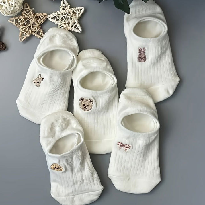 10 Pairs Cute Embroidered  Low Cut Ankle Socks - SocksLtd