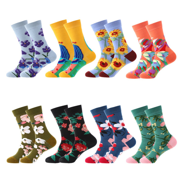 10 Pairs Floral INS Trend Crew Socks - SocksLtd
