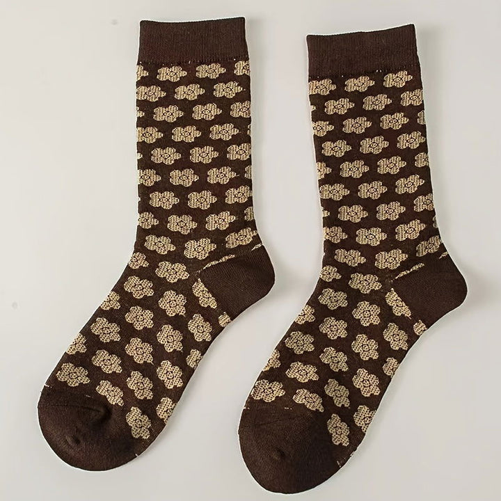 10 Pairs Floral Plaid Print Comfy Soft Mid Tube Crew Socks - SocksLtd