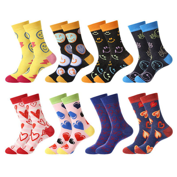 10 Pairs Heart Smile Face Trendy  Casual Crew Socks - SocksLtd