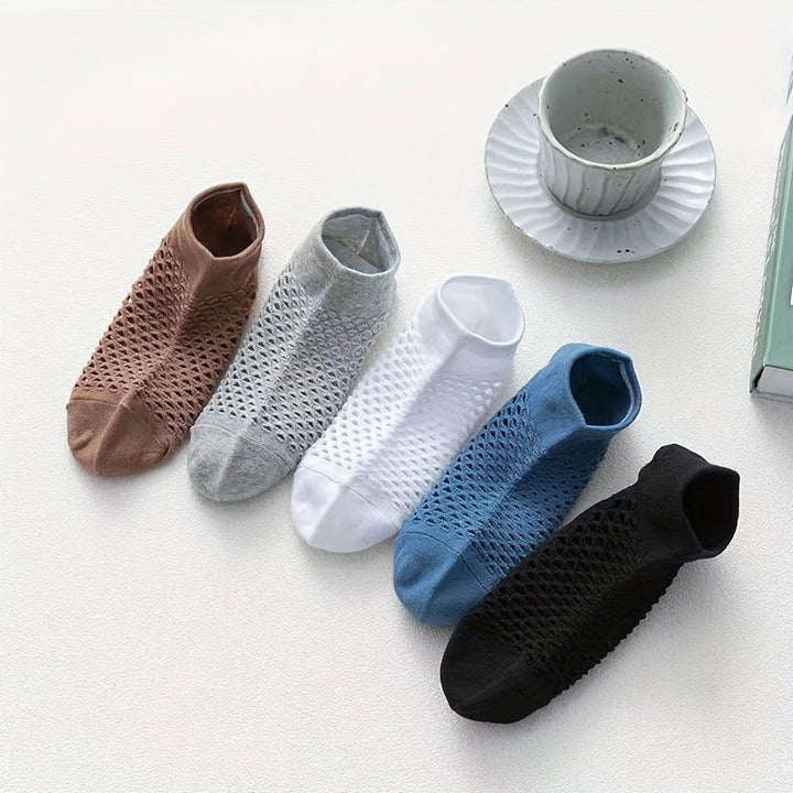 10 Pairs Hole Men Thin Casual Shallow Invisible Mesh Ankle Socks - socksltd
