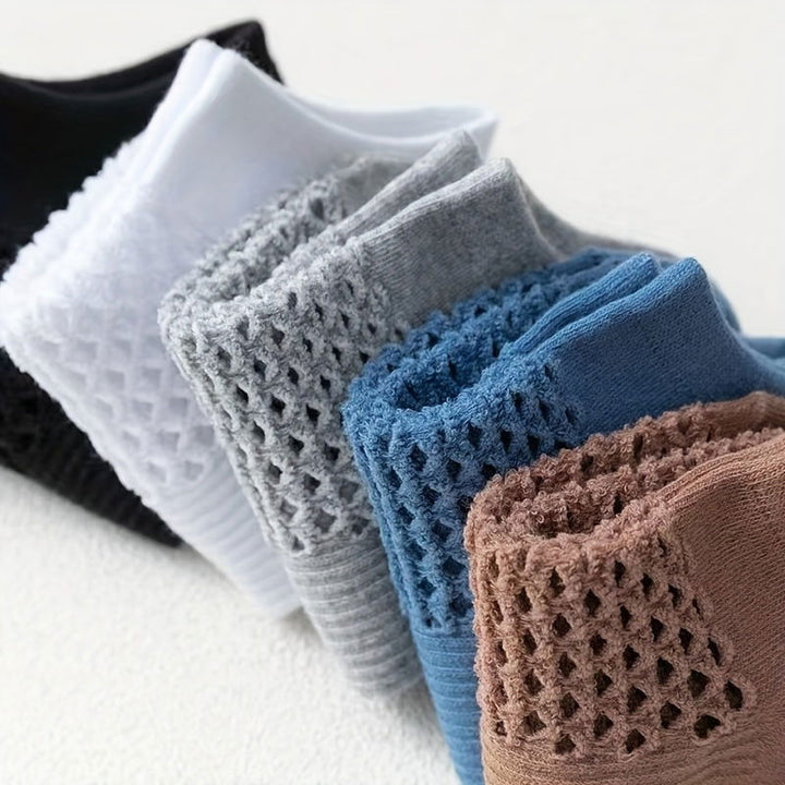 10 Pairs Hole Men Thin Casual Shallow Invisible Mesh Ankle Socks - socksltd