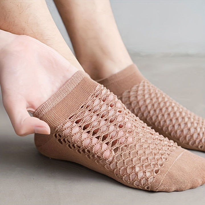 10 Pairs Hole Men Thin Casual Shallow Invisible Mesh Ankle Socks - socksltd