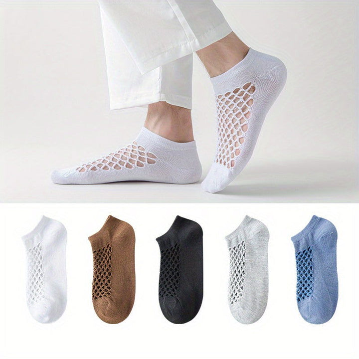 10 Pairs Hole Men Thin Casual Shallow Invisible Mesh Ankle Socks - socksltd