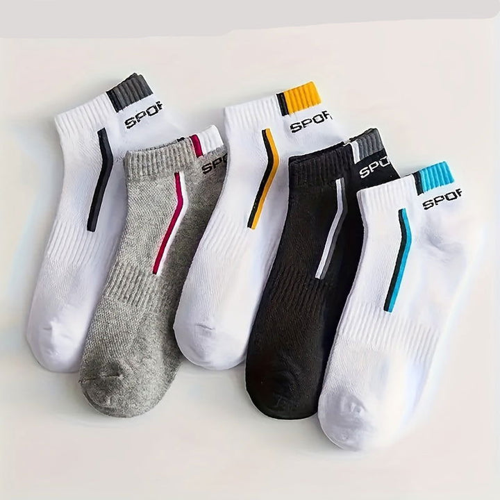 10 Pairs Letter Graphic Sports Breathable Ankle Socks - socksltd
