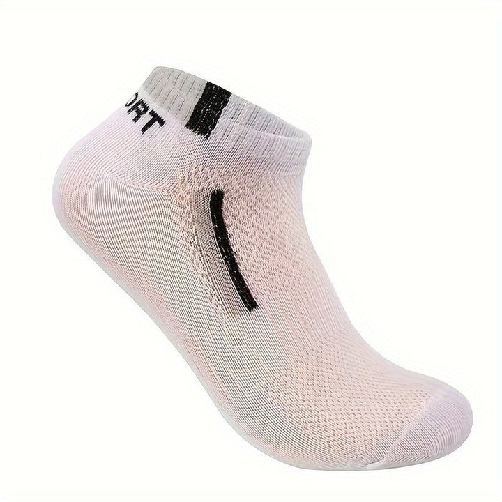 10 Pairs Letter Graphic Sports Breathable Ankle Socks - socksltd