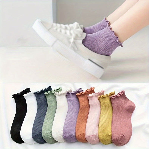 10 Pairs Lettuce Trim Comfortable  Versatile Ankle Socks - SocksLtd