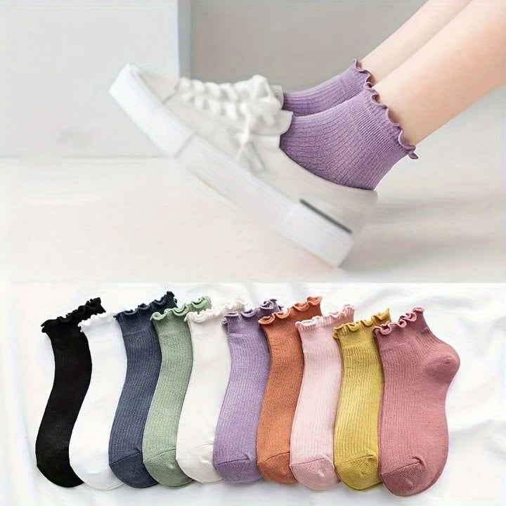 10 Pairs Lettuce Trim Comfortable  Versatile Ankle Socks - SocksLtd