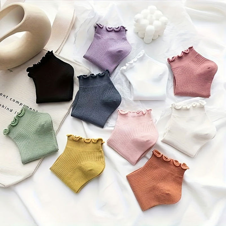 10 Pairs Lettuce Trim Comfortable  Versatile Ankle Socks - SocksLtd
