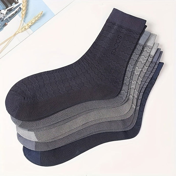10 Pairs Men Breathable Loose Fitting Dress Crew Socks - socksltd