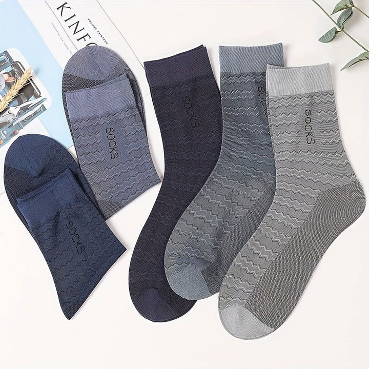 10 Pairs Men Breathable Loose Fitting Dress Crew Socks - socksltd