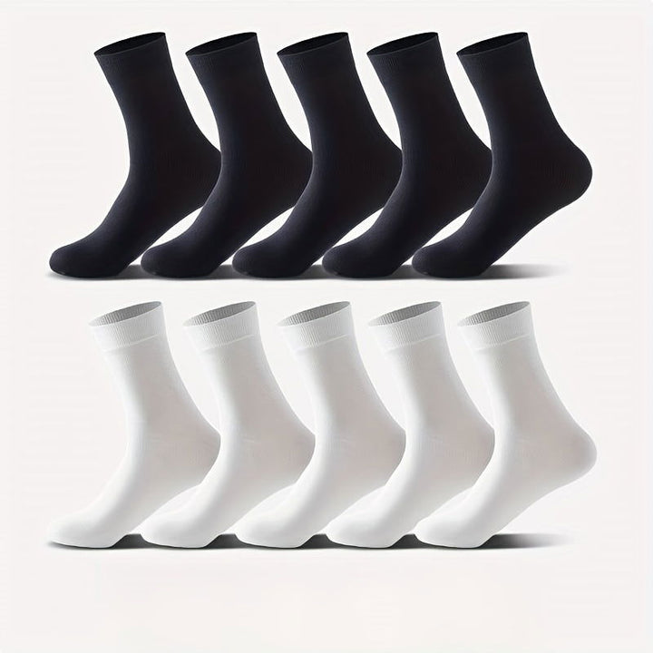 10 Pairs Men Comfortable Stylish Dress Crew Socks - socksltd