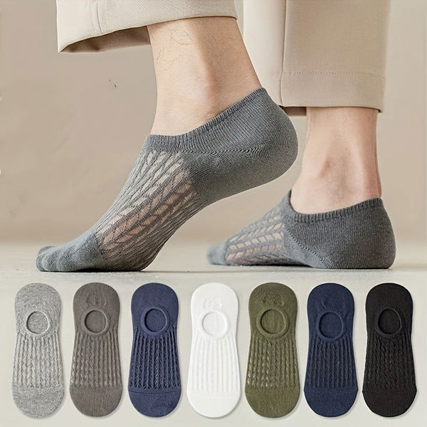 10 Pairs Men Solid Thin Mesh Anti Odor Ankle Socks - socksltd