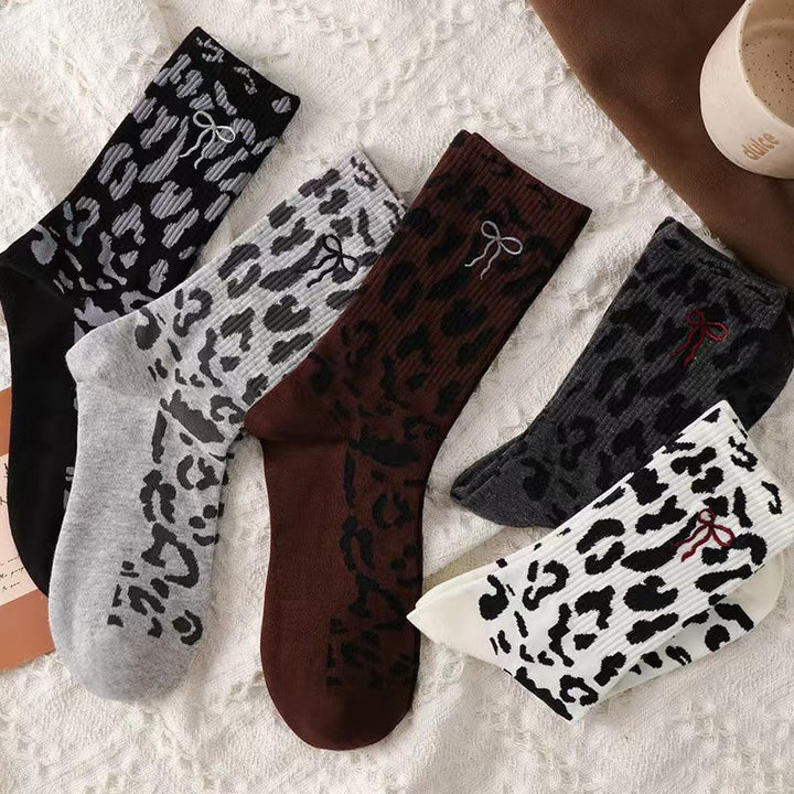 10 Pairs Retro leopard print Casual Crew Socks - SocksLtd