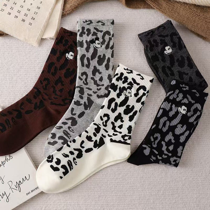 10 Pairs Retro leopard print Casual Crew Socks - SocksLtd