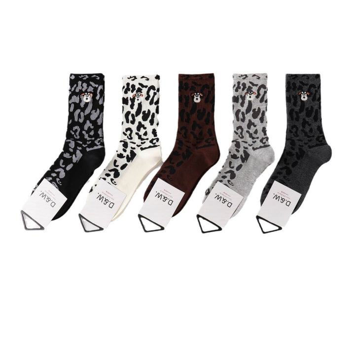10 Pairs Retro leopard print Casual Crew Socks - SocksLtd