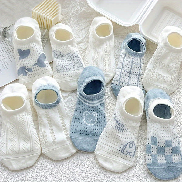 10 Pairs Simple Solid color Comfy  Ankle Socks - SocksLtd