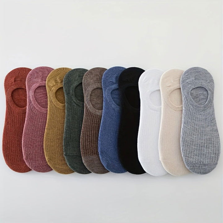 10 Pairs Simple Solid color Comfy  Ankle Socks - SocksLtd