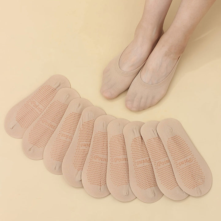 10 Pairs Skin Tone Silicone Grip Invisible  No Show Socks - SocksLtd