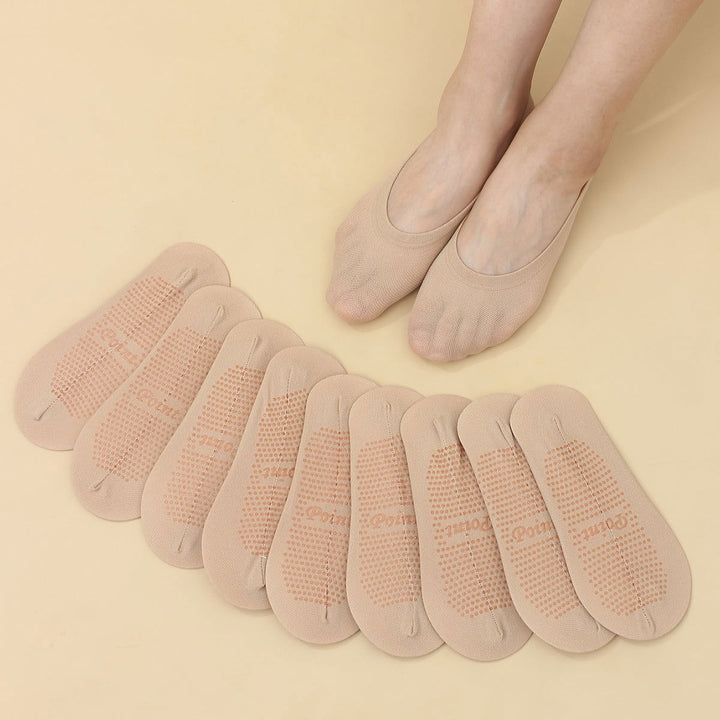 10 Pairs Skin Tone Silicone Grip Invisible  No Show Socks - SocksLtd