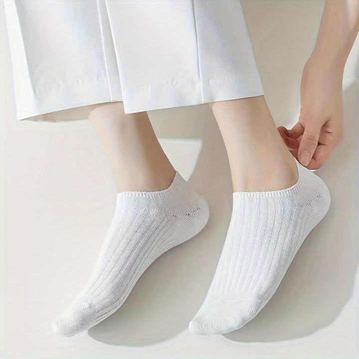 10 Pairs Solid Low Cut Simple Breathable Invisible Ankle Socks - SocksLtd