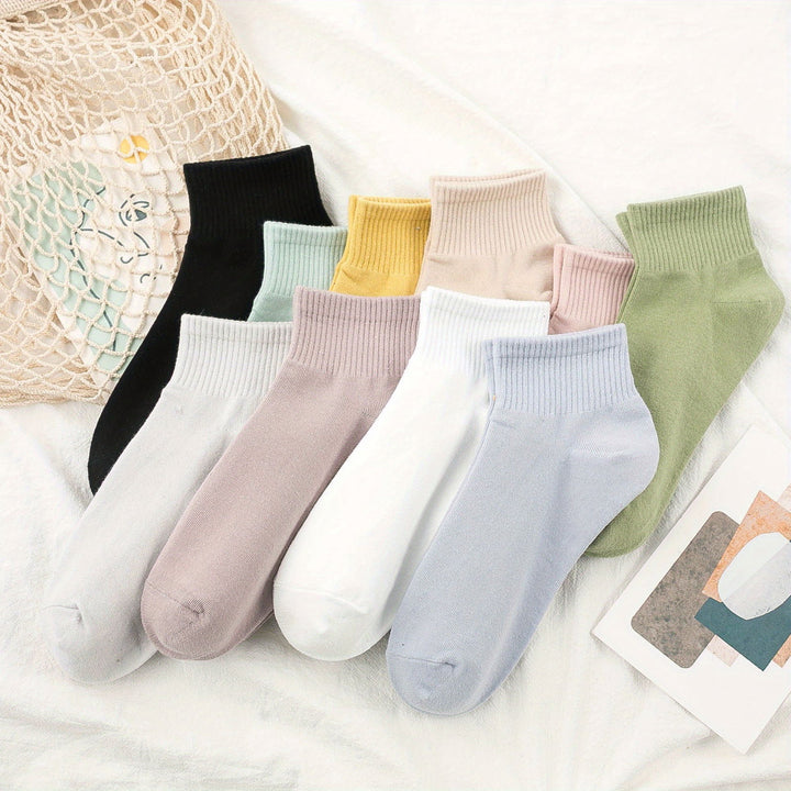 10 Pairs Solid Soft Comfy All match Crew Socks - SocksLtd