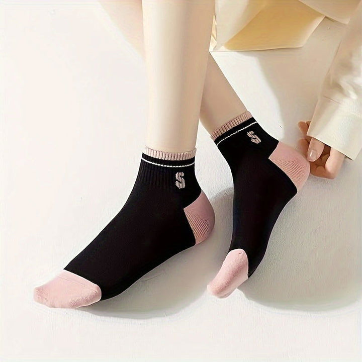 10 Pairs Star Striped Print Casual Breathable Ankle Socks - SocksLtd