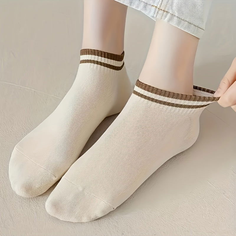 10 Pairs Striped  Comfy Breathable Ankle Socks - SocksLtd