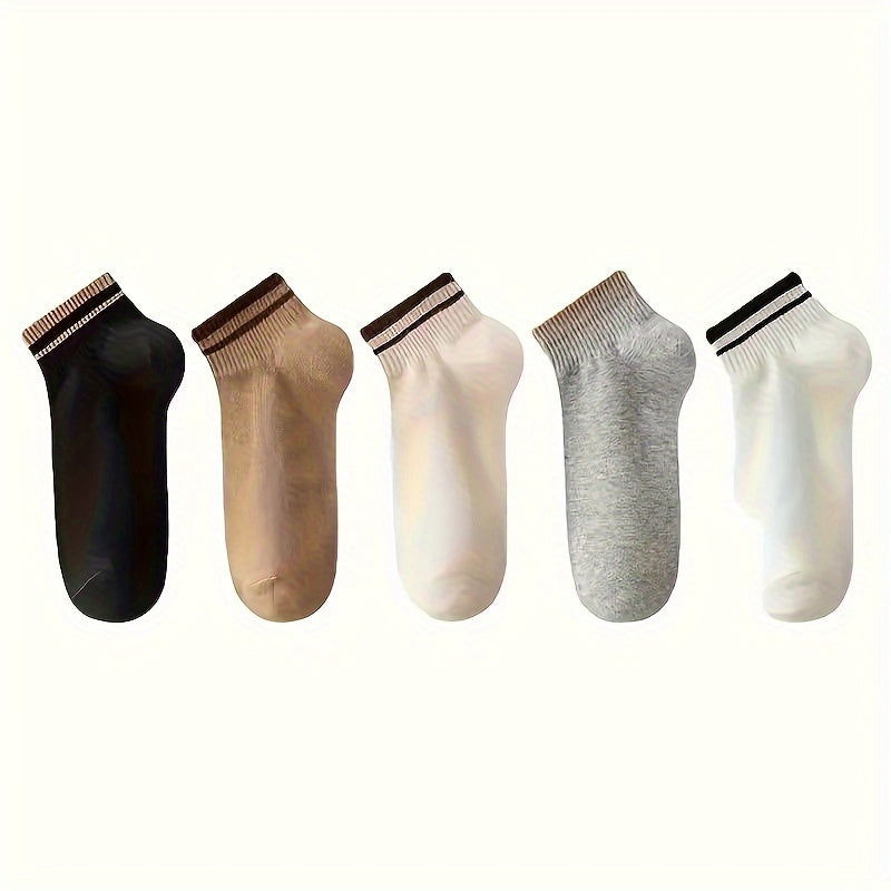 10 Pairs Striped  Comfy Breathable Ankle Socks - SocksLtd