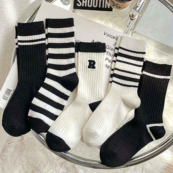 10 Pairs Trendy  Comfy Mid Tube Crew Socks - SocksLtd