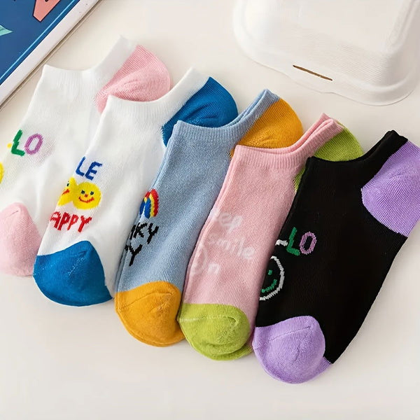10 Pairs Versatile Simple Cartoon Comfy Ankle Socks - SocksLtd