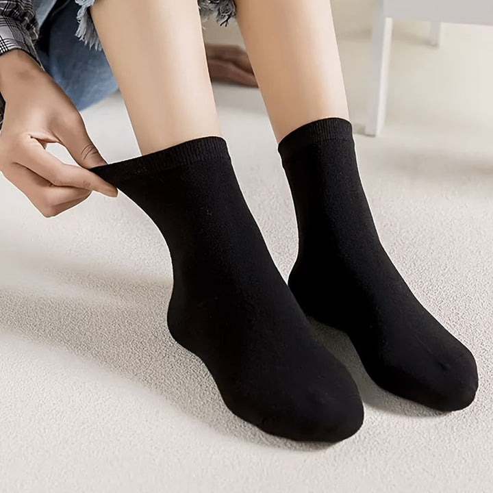 10 Pairs Women Plain Thin and Breathable Basic  Crew Socks - SocksLtd