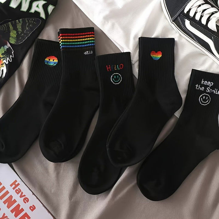 10 Pairs  Striped Mid Calf  Collegiate Style Crew Socks - SocksLtd