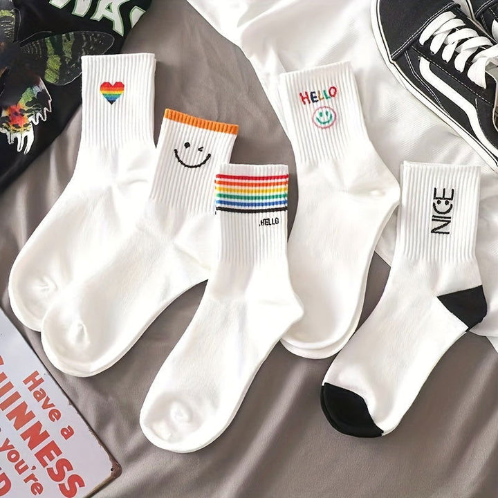 10 Pairs  Striped Mid Calf  Collegiate Style Crew Socks - SocksLtd